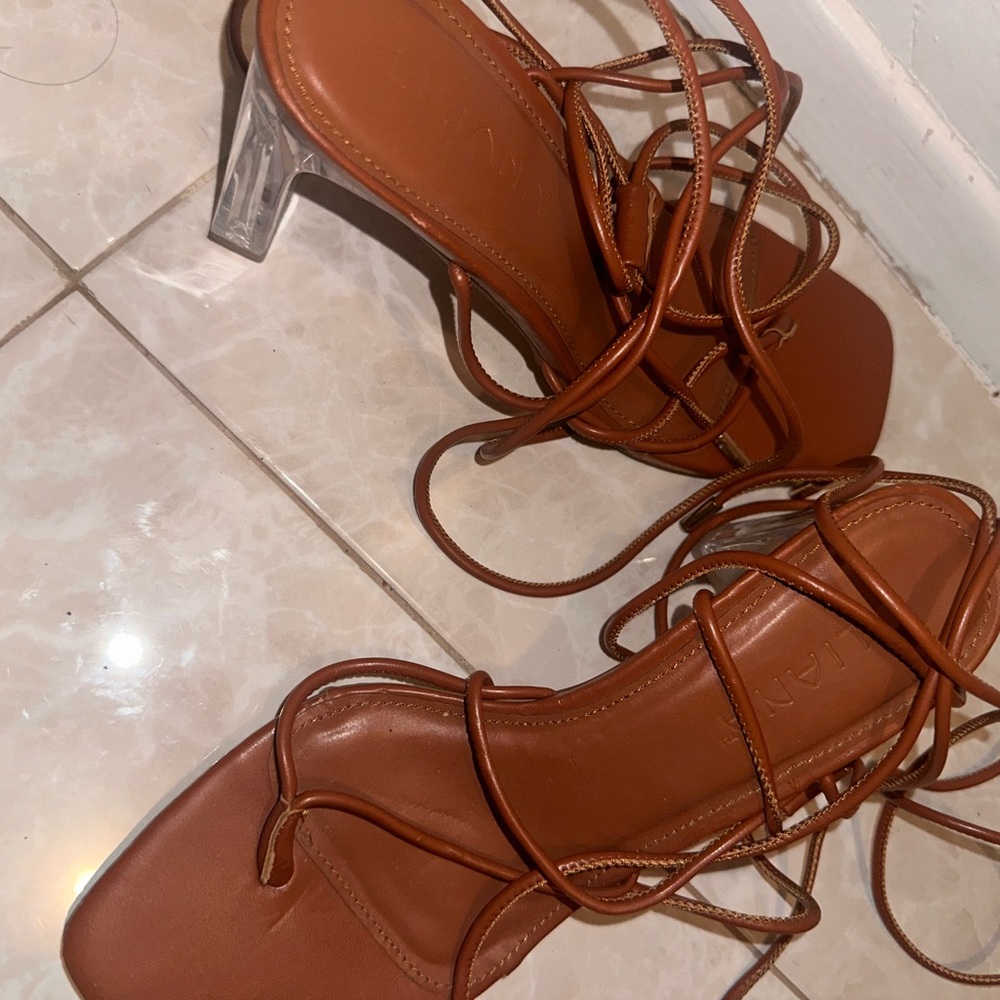 Tan Strappy Heeled Sandals